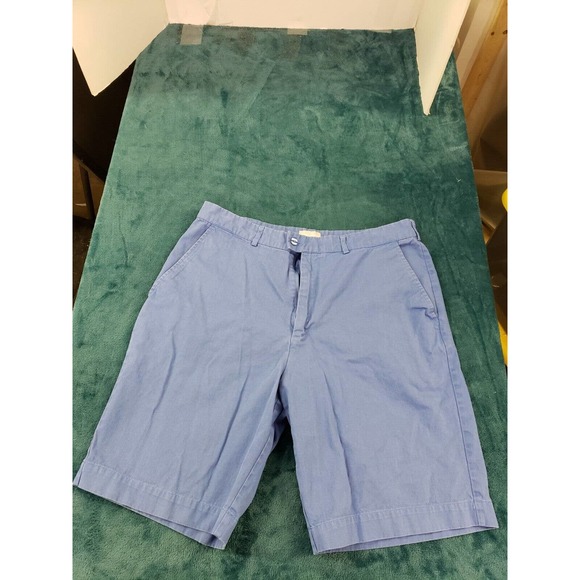 Tehama Mens Blue Bermuda Shorts Size 32 Casual 100% Cotton Khaki Chino - Picture 1 of 12